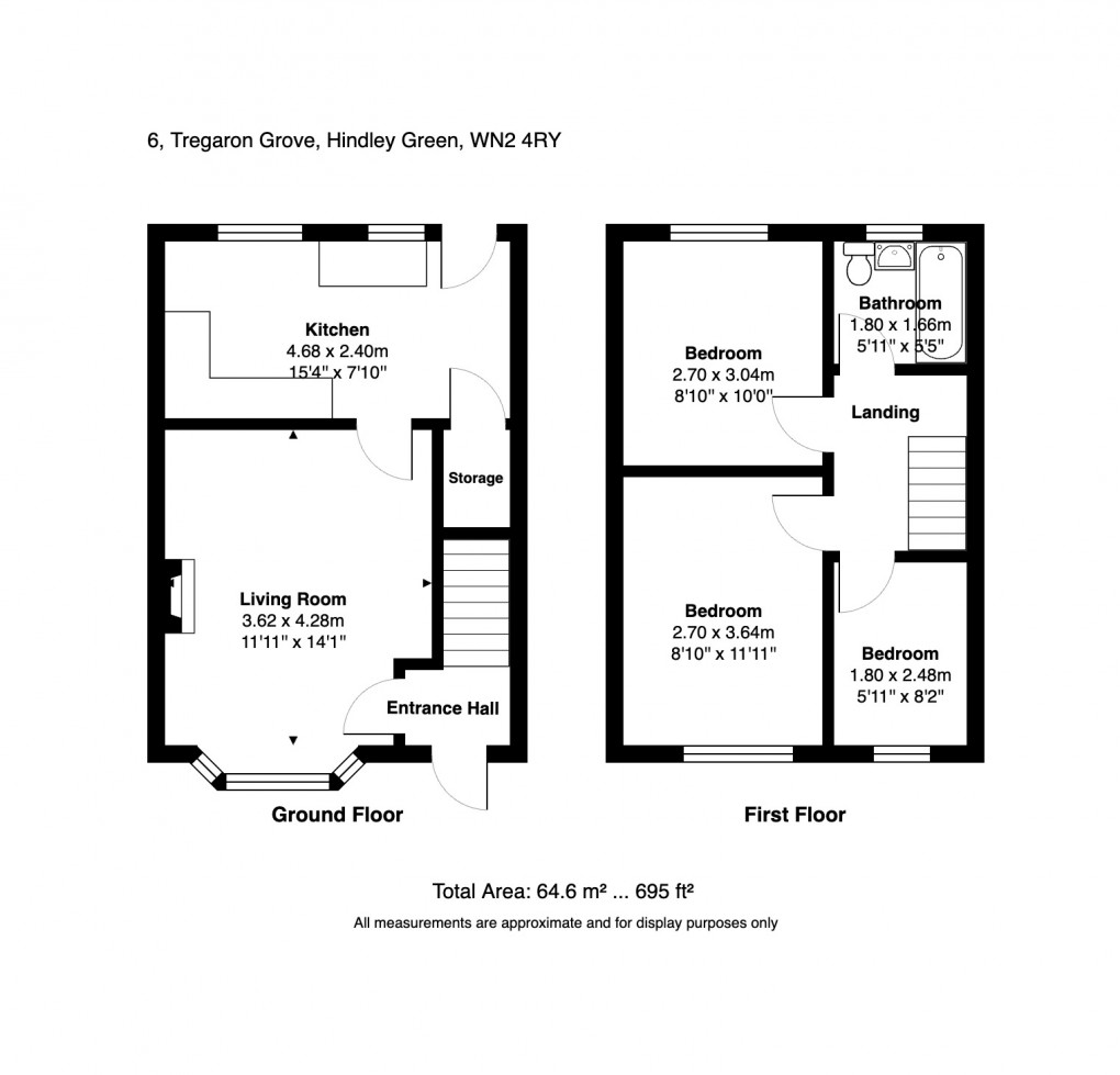 Floorplan for Tregaron Grove, Hindley Green